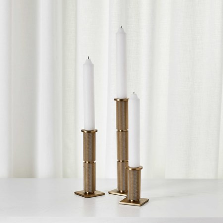 Uttermost Home Accents Leslie Brushed Brass Candleholders, S/2 18645 -  Austin and Taylor - London